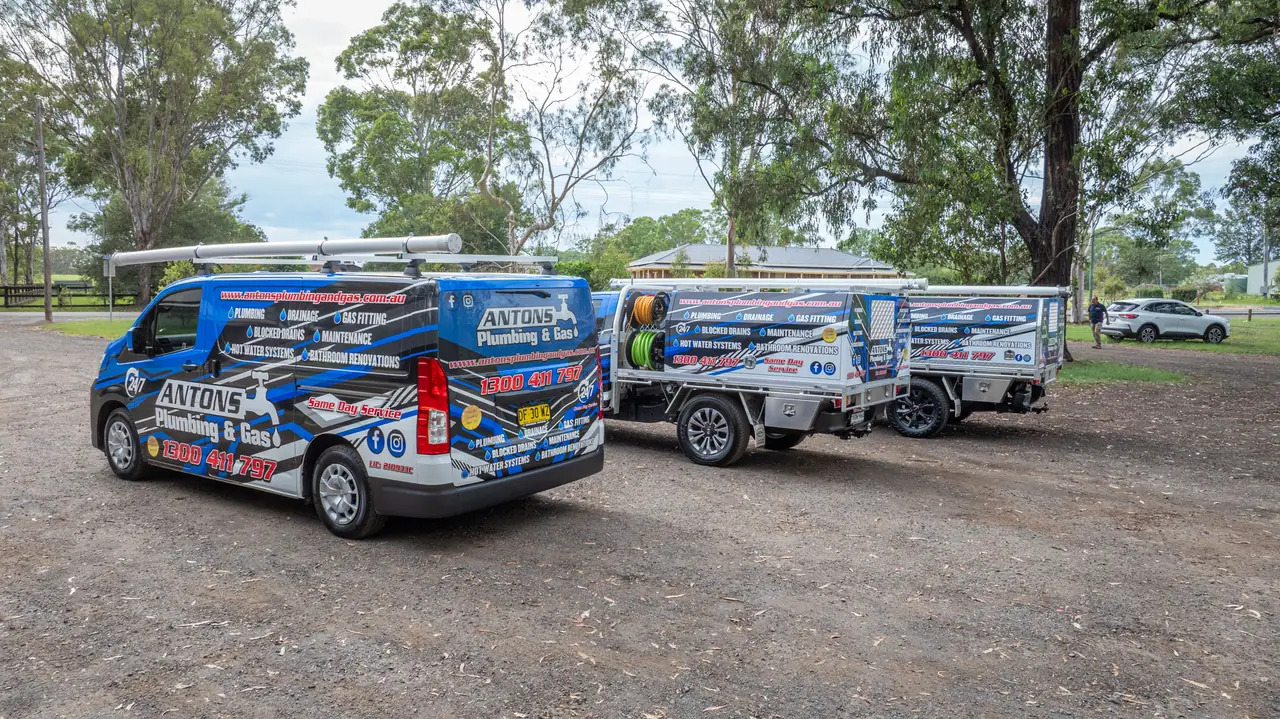 Antons plumbing service vehicles ready for local work